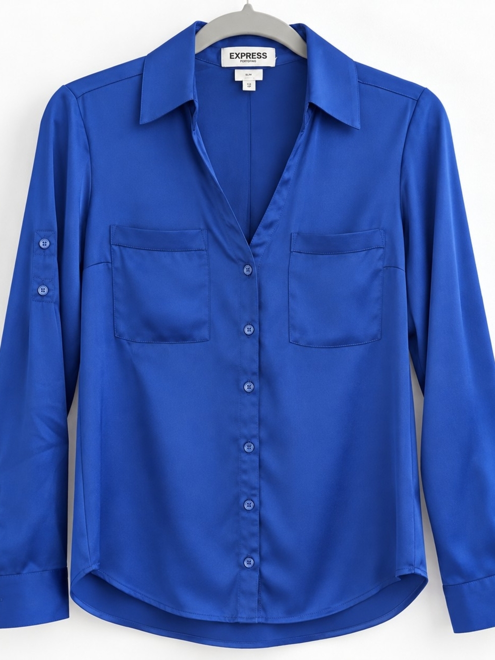 Express Women's Sapphire Blue Button-Down Shirt